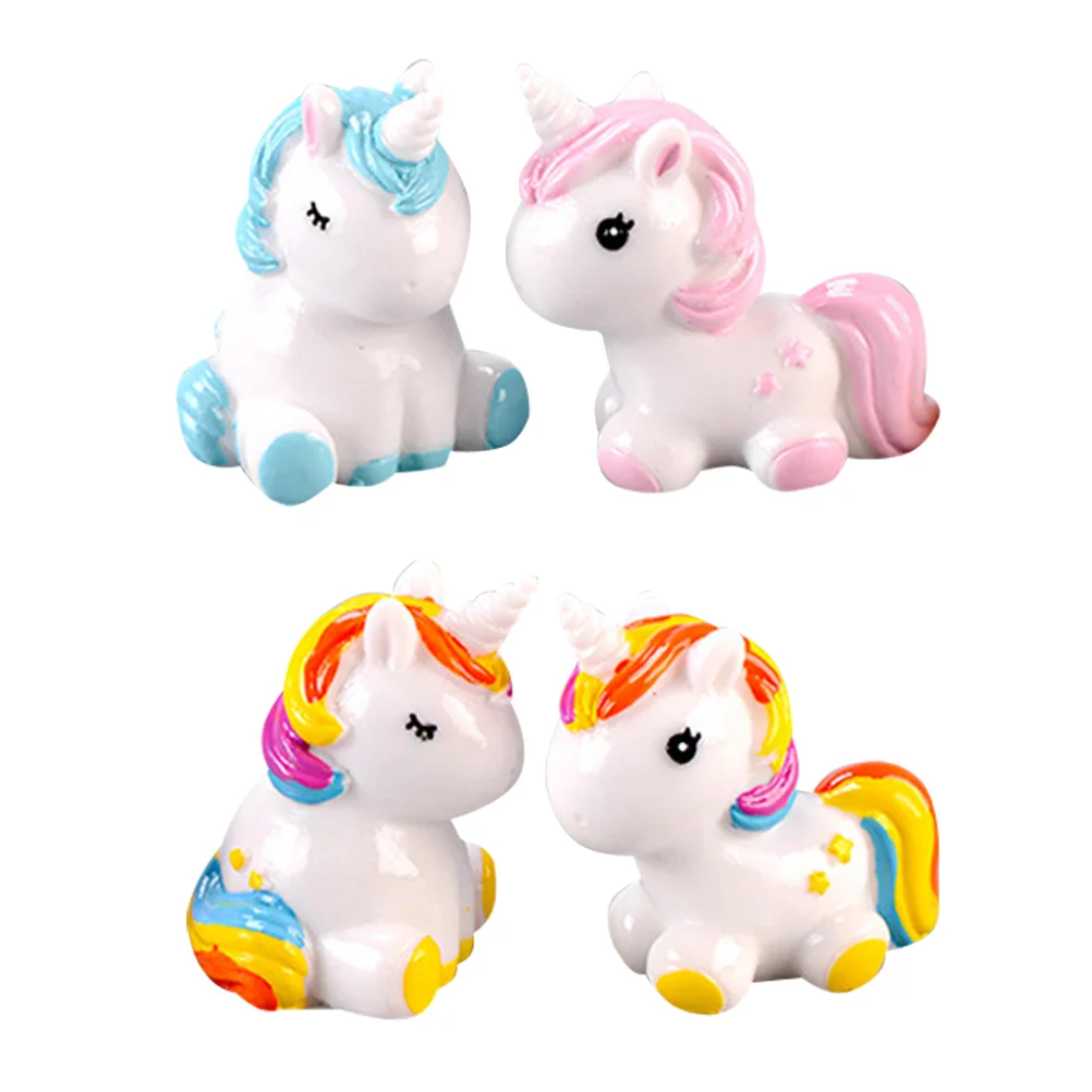 

4 Pcs Wild Animals Resin Crafts Desktop Handicraft Unicorn Adornment House
