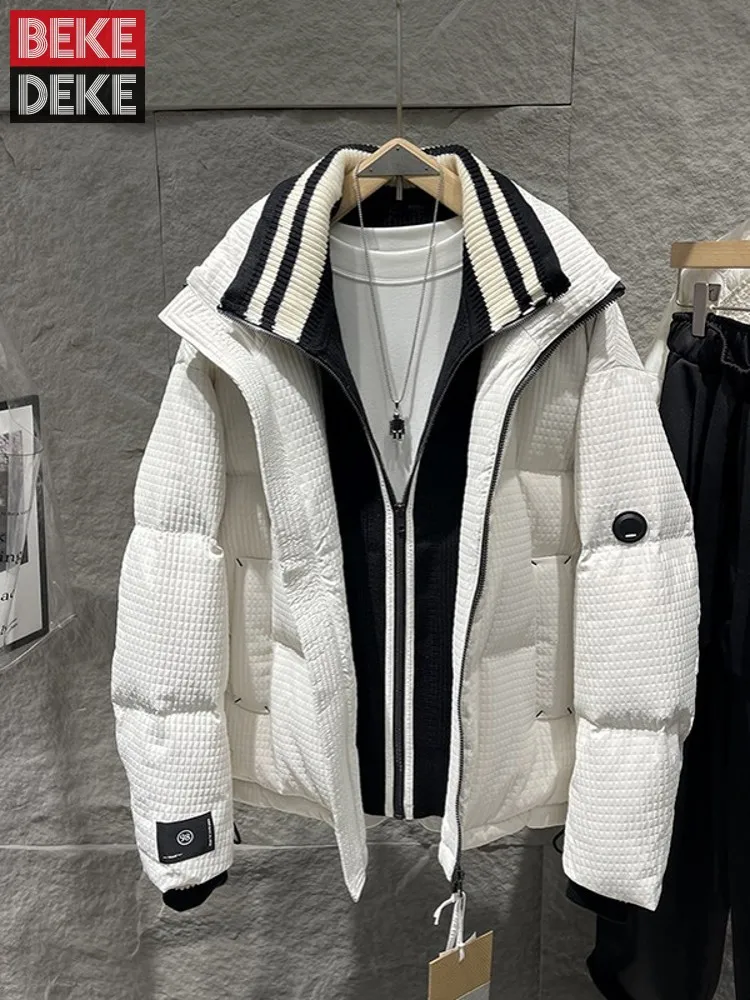 Зимняя мужская Толстая теплая куртка на утином пуху модное ветрозащитное пальто