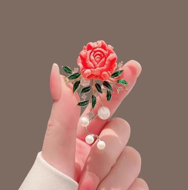 Роскошная индивидуальная брошь с цветком пиона женская куртка кардиган модная