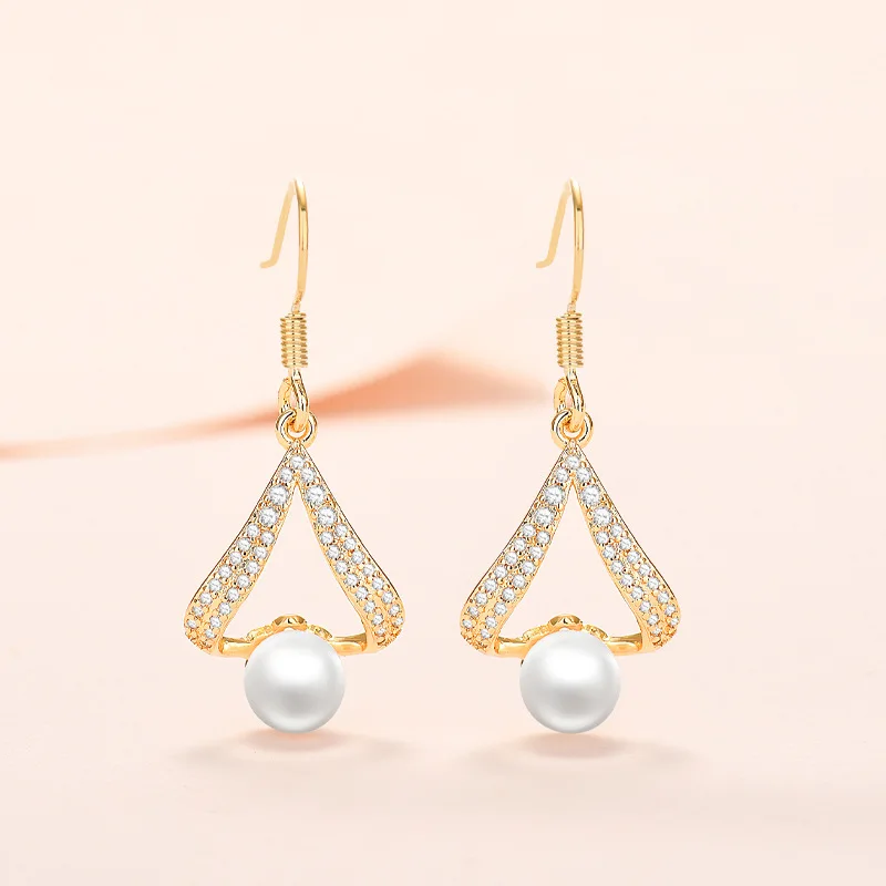 

New 2022 Designer Earpiece Pearl Earrings Female Zircon Water Drop Earrings