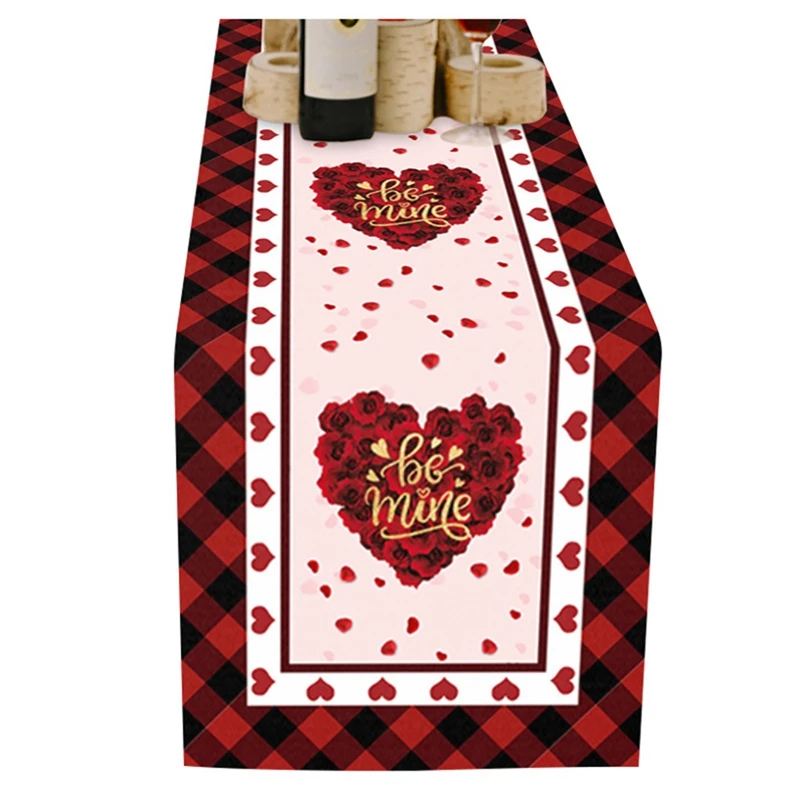 

Valentine's Day Tablecloth Wedding Party Heart Tablecloth Table Runner 108 Inch Long Non-Slip Dining Table Runners
