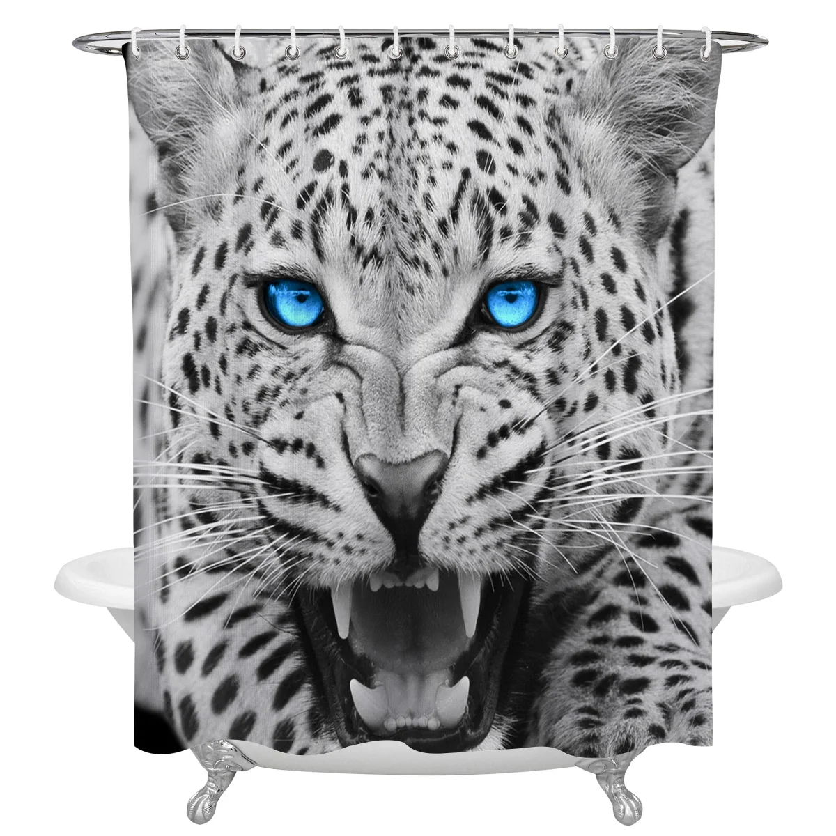 

Leopard Head With Blue Eyes Shower Curtain for Bathroom Waterproof Polyester Fabric Bath Curtain Home Bathroom Decor