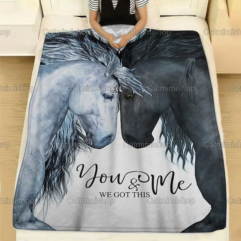 

White Horse Blanket, Black Horse Blanket, Funny Husband Blanket, Blanket For Wife, You & Me We Got This Blanket, Couple Gift PDH