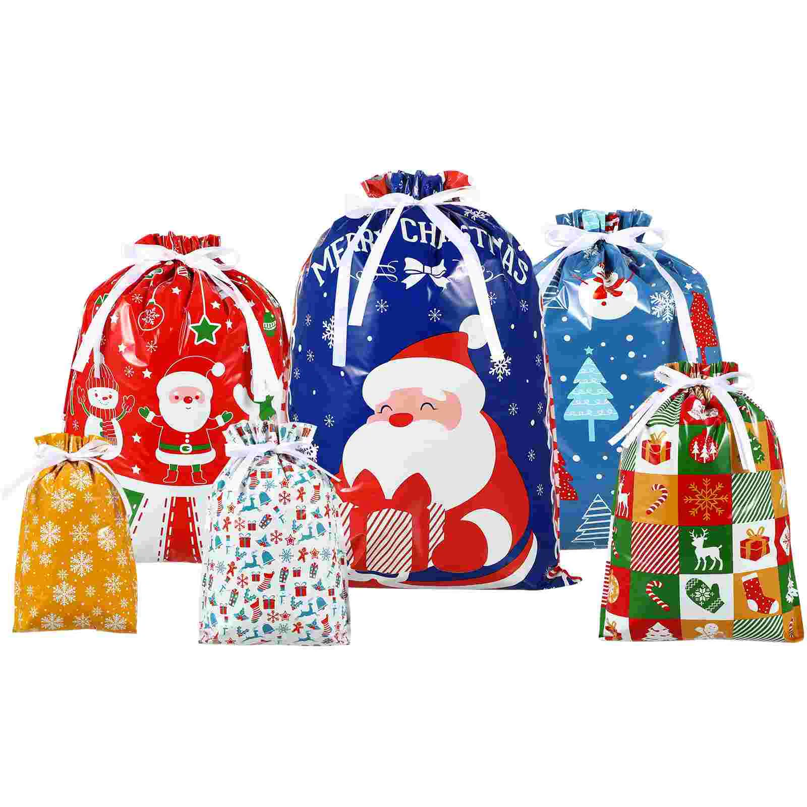 

Bags Christmas Gift Drawstring Candy Xmas Goodie Treat Foil Goodiesfestival Large