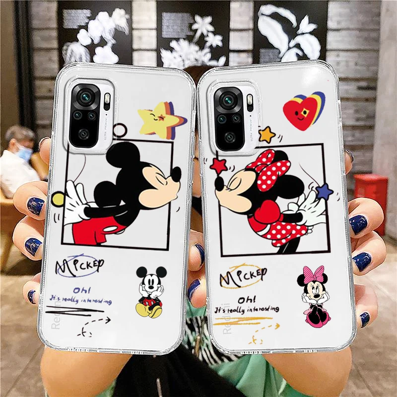 

Love Luxury Mickey Minnie Phone Case For Xiaomi Redmi Note 12 11E 11S 11 11T 10 10S 9 9T 9S 8 8T Pro Plus 5G 7 Transparent