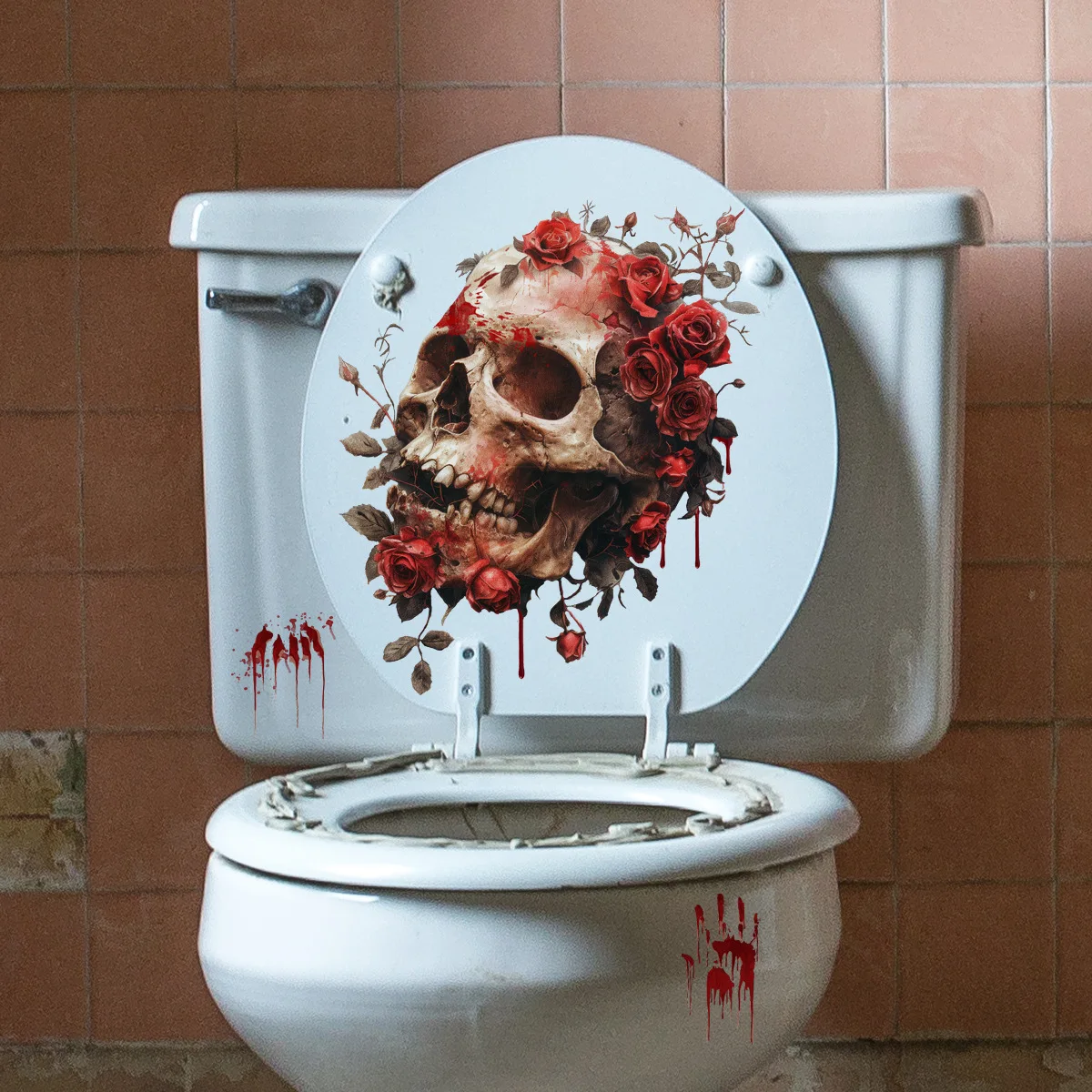 Наклейка на окно Красная роза с надписью летучая мышь