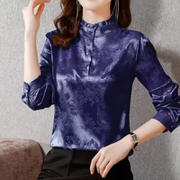 silk shirt women spring and autumn design sense blouse long sleeve loose shirt women shirts blouses camisa cuadros vintage