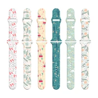 for apple watch band 7 se 6 5 4 3 silicone animal floral print 42mm 44mm 45mm bracelet band for iwatch band 41mm 38mm 40mm