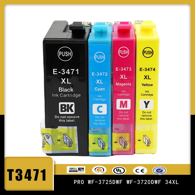 

vilaxh Compatible Ink Cartridges T3471 T3472 T3473 T3474 for Epson WorkForce Pro WF-3725DWF WF-3720DWF 34XL