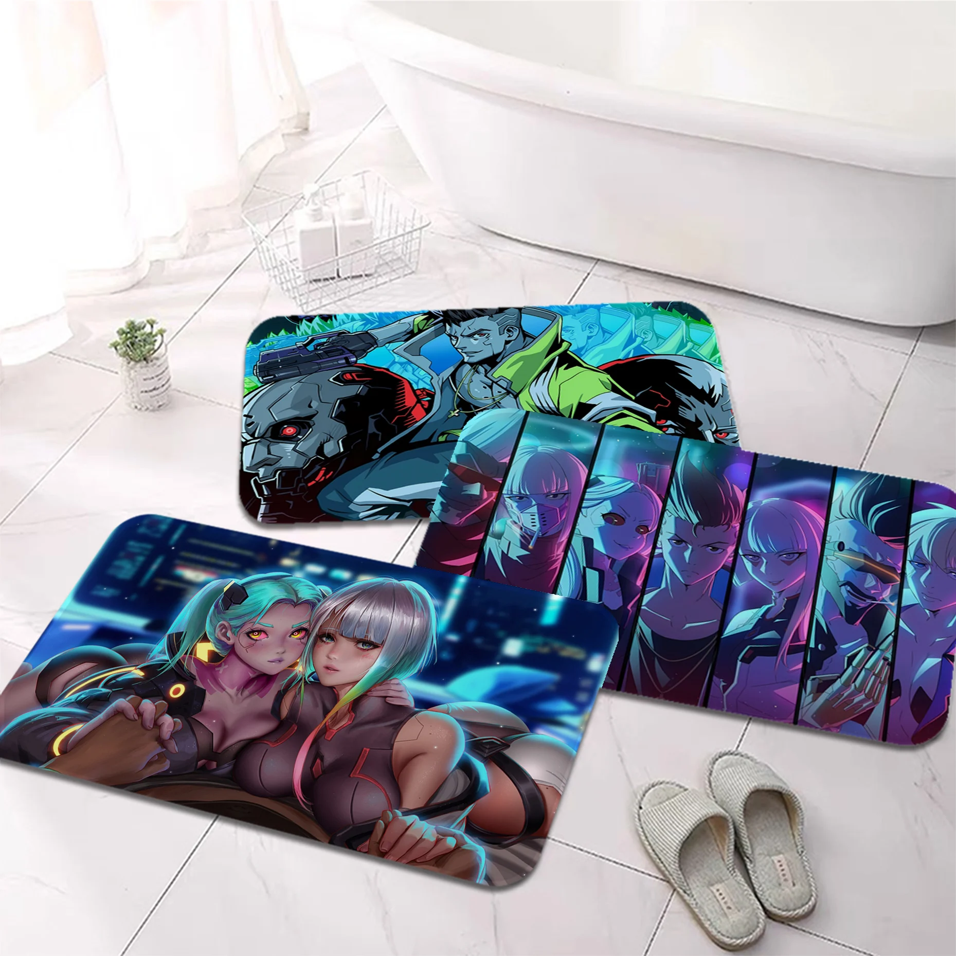 

Anime Cyberpunk Edgerunners Cool Kitchen Mat INS Style Soft Bedroom Floor House Laundry Room Mat Anti-skid Household Carpets