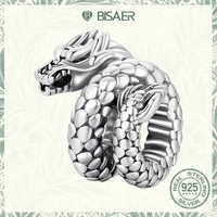 bisaer vintage dragon charms 925 sterling silver animal charms fit for women bracelets silver 925 original fine jewelry efc546