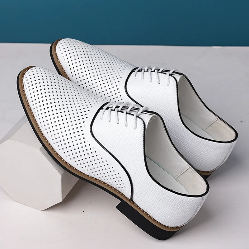 Туфли мужские с перфорацией дышащие небольшие деловые в британском стиле без