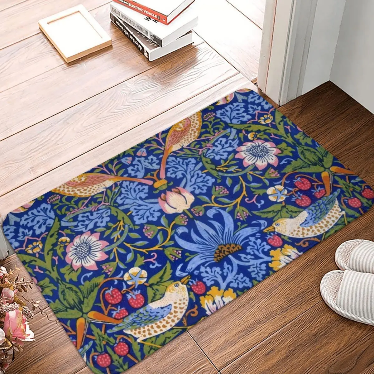 

William Morris "The Strawberry Thief" Doormat Rug Carpet Mat Footpad Polyester Non-slip Cushion Entrance Kitchen Bedroom Toilet