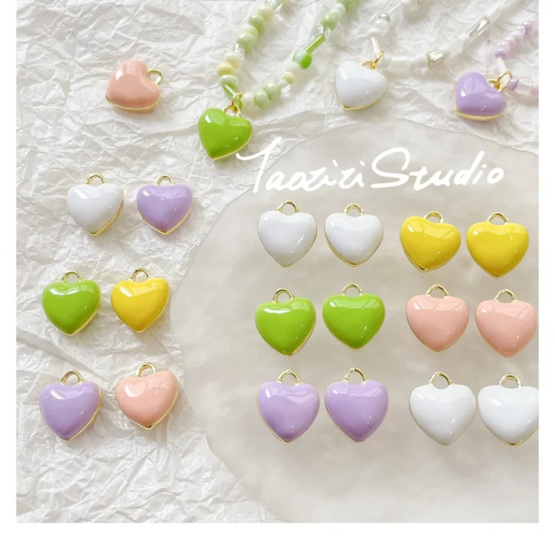 

Japanese ins Macaron color oil dripping love pendant beads diy hand necklace bracelet earrings material accessories