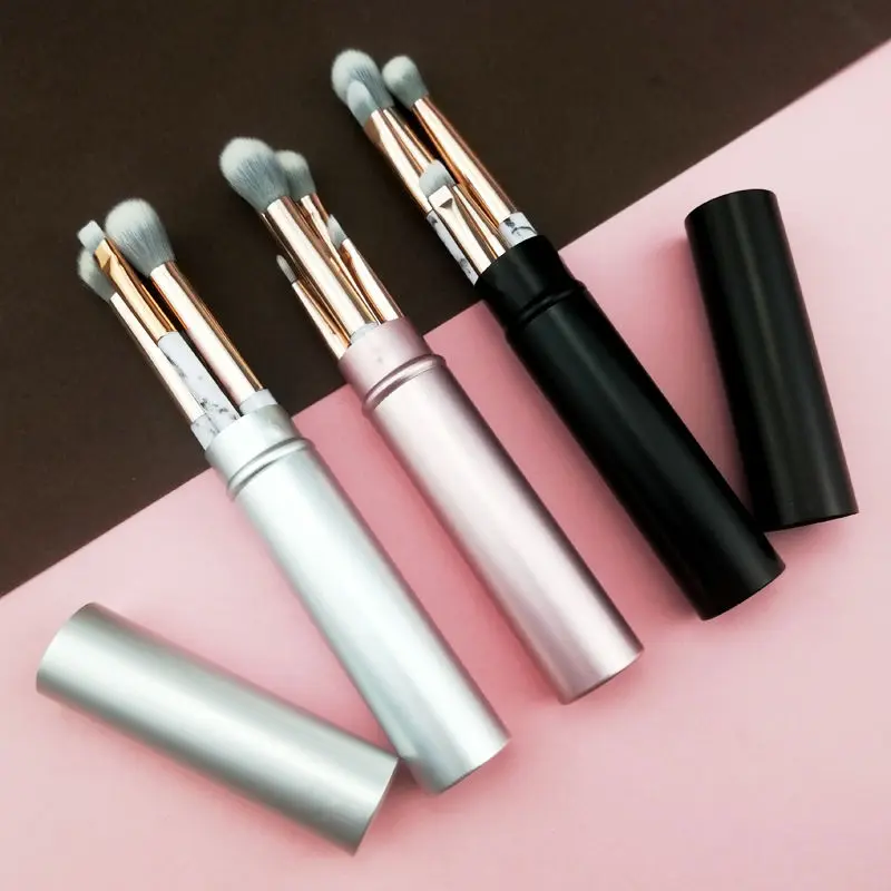 

Marble Eye Shadow Brush Set 5 Portable Barrels for Beginners Eye Smudge Eye Shadow Brush Makeup Brush Soft Hair