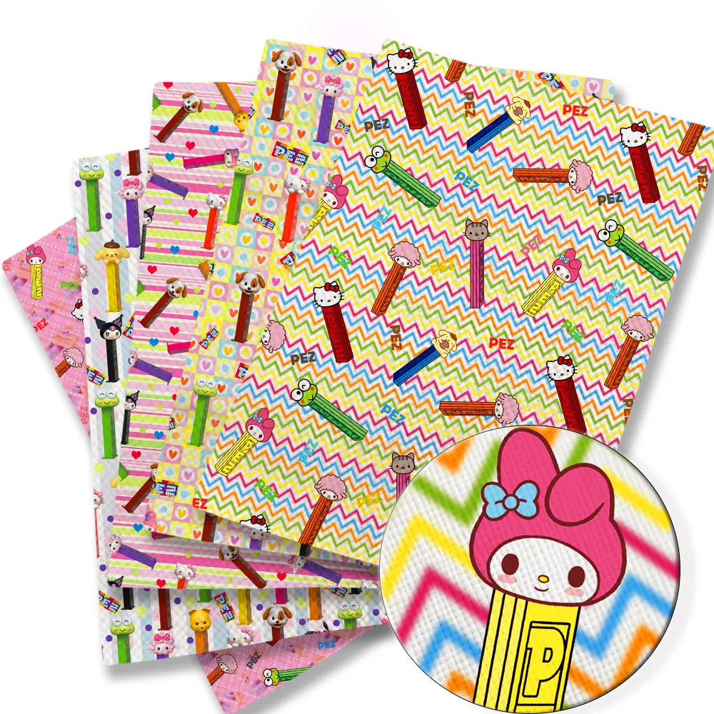 

Листы из синтетической кожи с мультяшным принтом hello kitty, 20*140 см