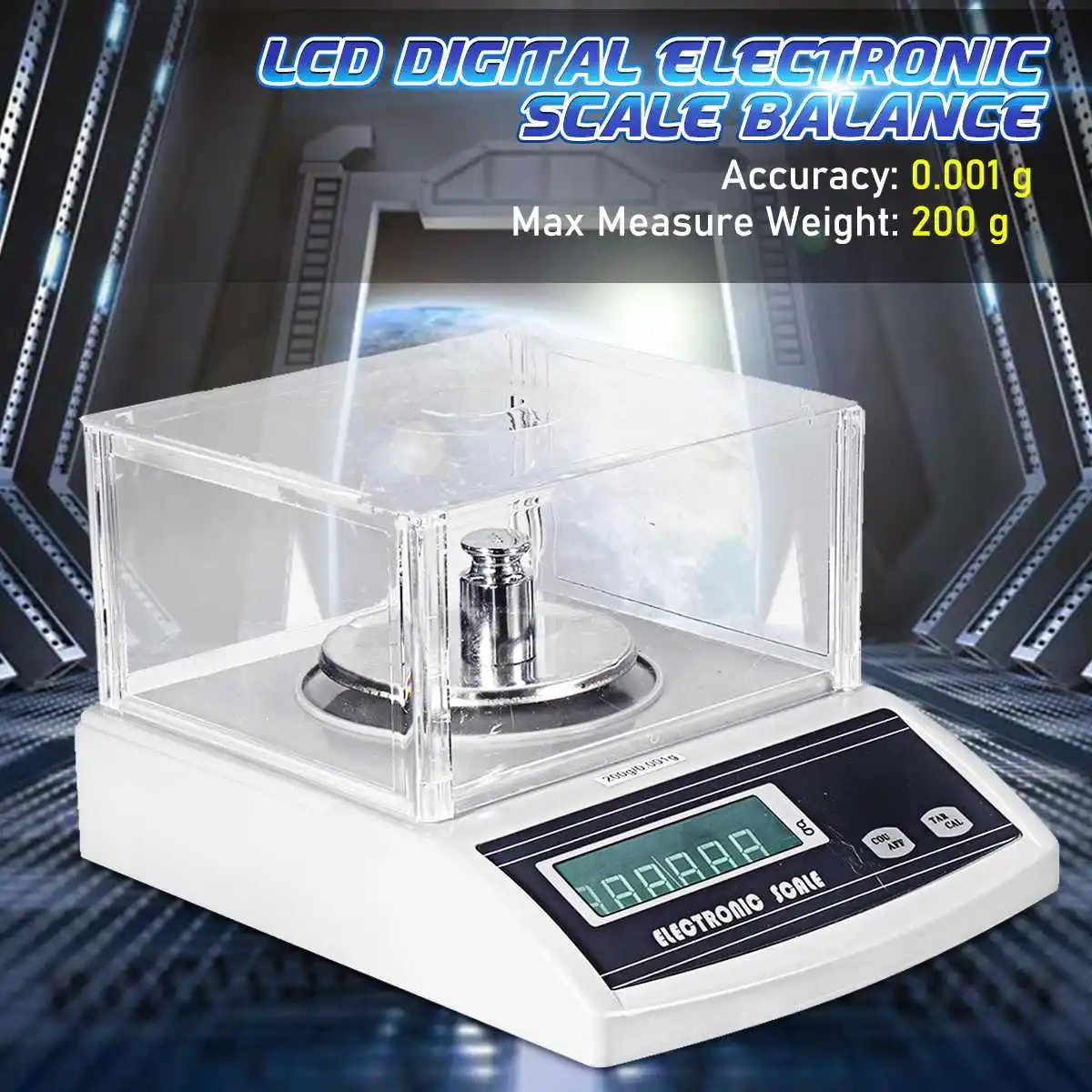

200g/0.001g Precise LCD Digital Electronic Balance Laboratory Analytical Scale For Jewelry Kitchen Food Weight with USB Cable