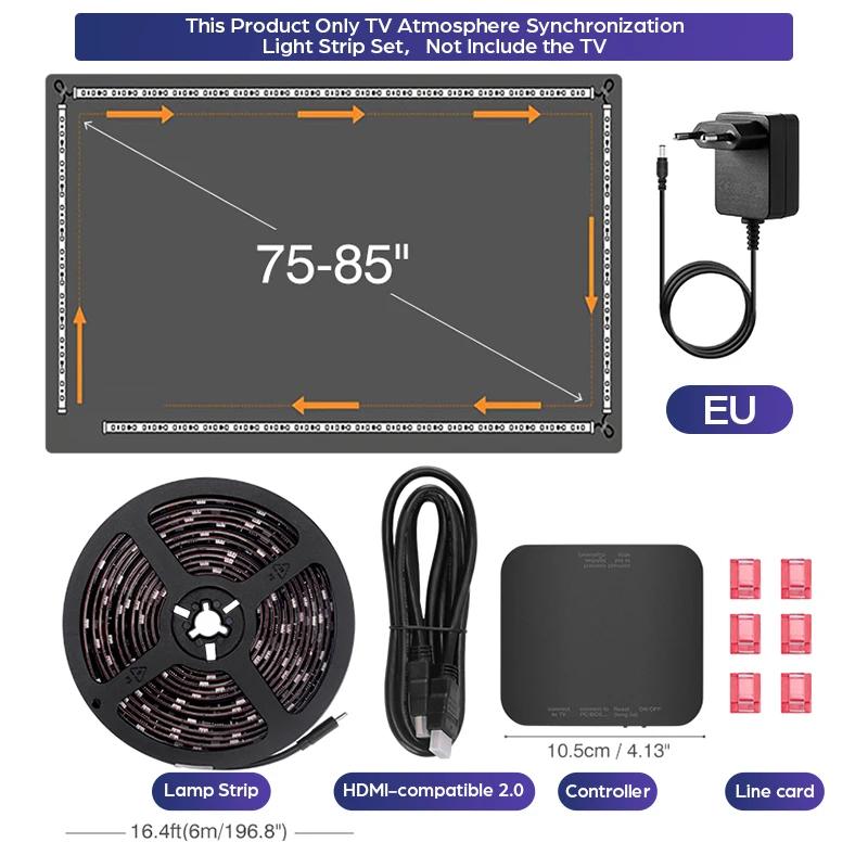 

Новая светодиодная подсветка рассеянного телевизора 4K HDMI совместимая с устройствами 2,0 коробка для синхронизации с разъемом EU/ US RGB полоса освещения экран Синхронизация цвета светодиодная фотовспышка в комплекте