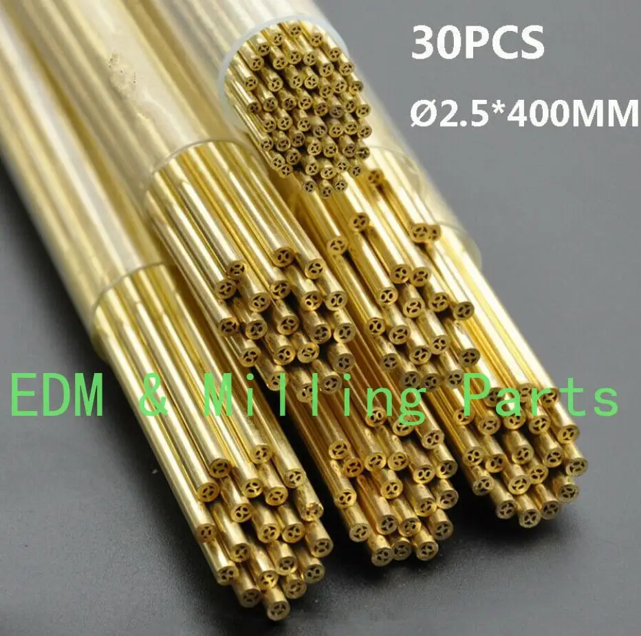 30PCS CNC 2.5*400MM Multi-Hole Brass Electrode Tube Fit EDM Drilling Machine Parts For Drilling Machine Mill Part