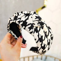 new classic houndstooth headband soft center knot hairband winter warm turban headwear adult hair accessories wholesale