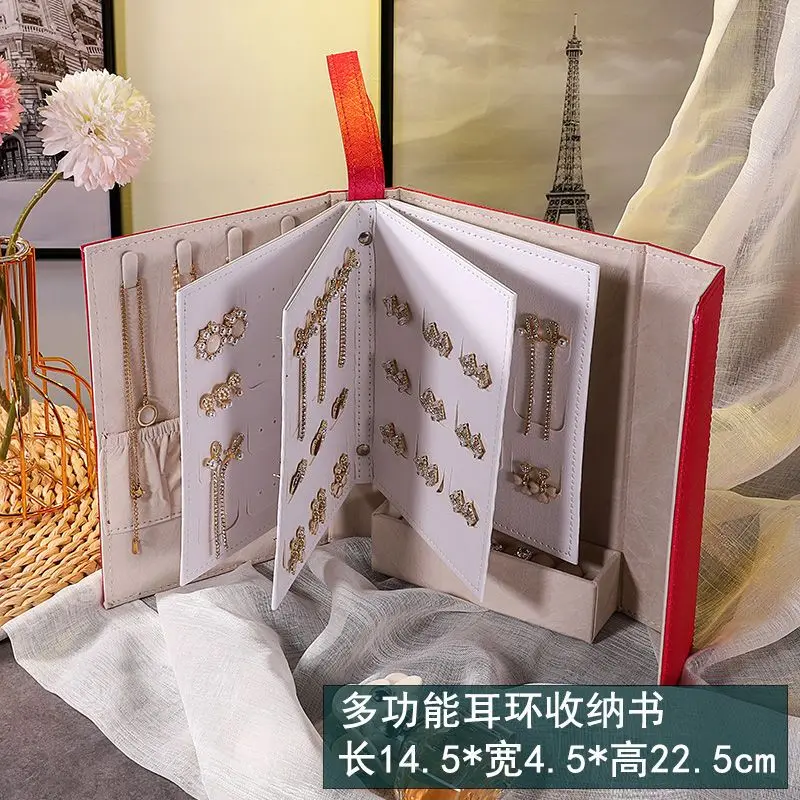 Portable Jewelry Storage Book Earring Organizer Necklace Ring Rack Holder Mini Jewelry Display Bag For Travel