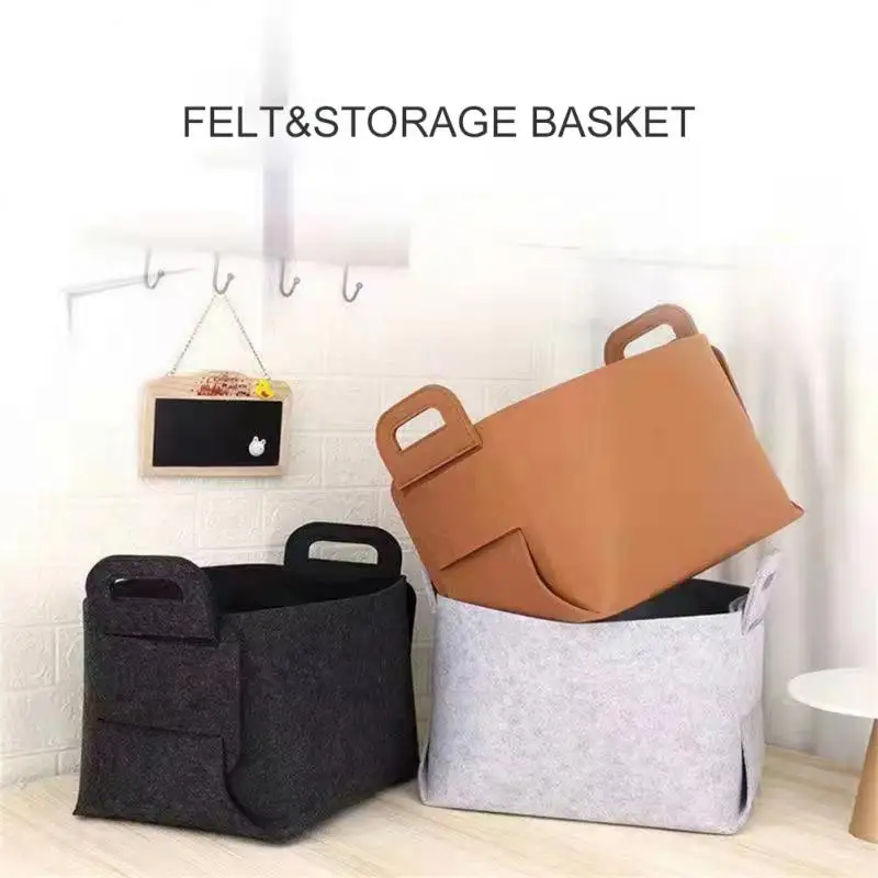 

Felt Laundry Baskets Household Foldable Storage Organizer Container Book Box Toys Makeup Organizer Office Desktop Storage Basket