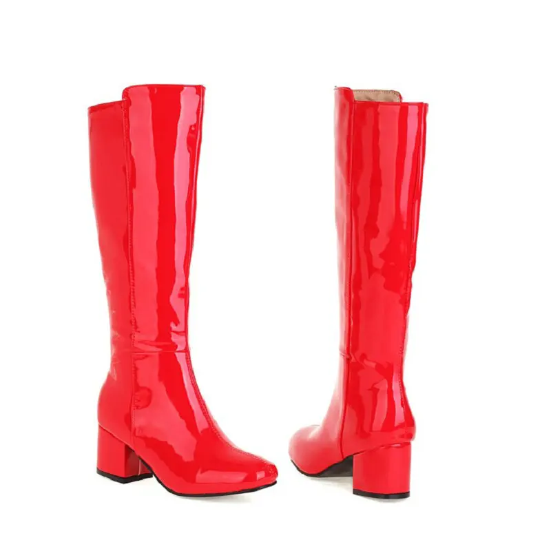 Женские лакированные туфли QPLYXCO из искусственной кожи красные Белые зимние