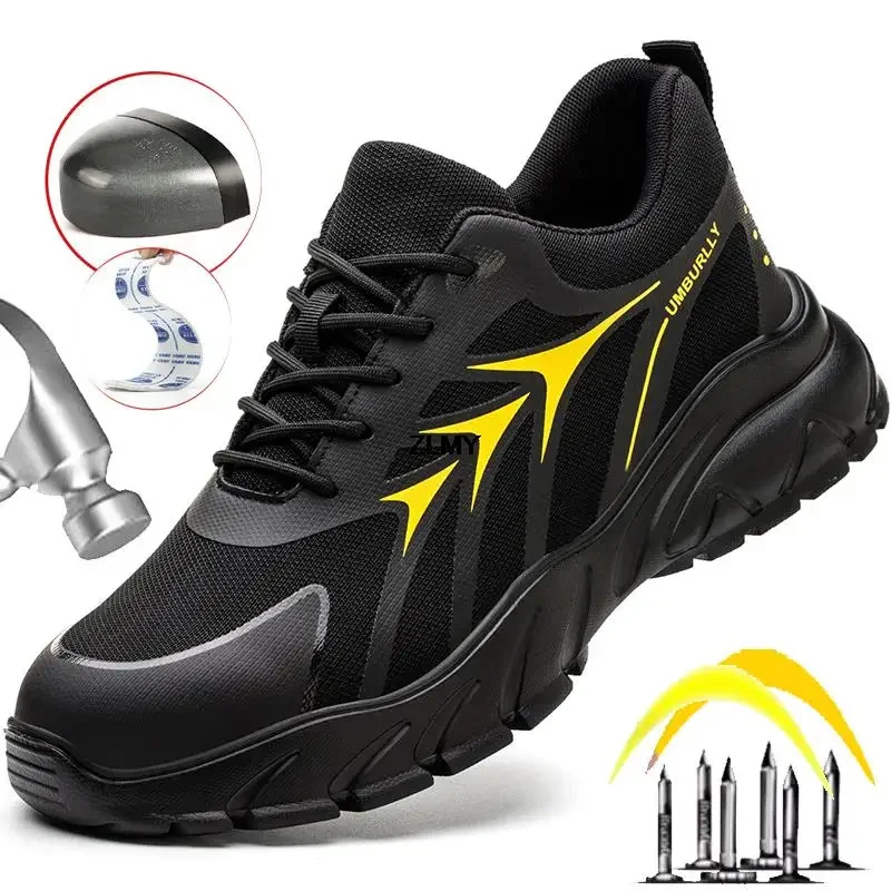 

Men's Safety Shoes Fashion Sneaker with Steel Toe Cap Work Shoes Anti-smash Anti-puncture Man Work Safety Boots New Construction