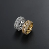 gold plated copper hip hop rings bling full cubic zirconia 10mm ice cuban ring for men and woman charm gift rapper jewelry