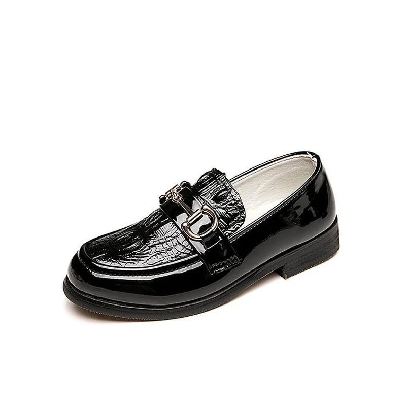 

Boys Loafers Shoes 2022 Spring Autumn Fashion Children Round-toe Leather Shoes Kids Breathable Metal Uniform Flats Shoes