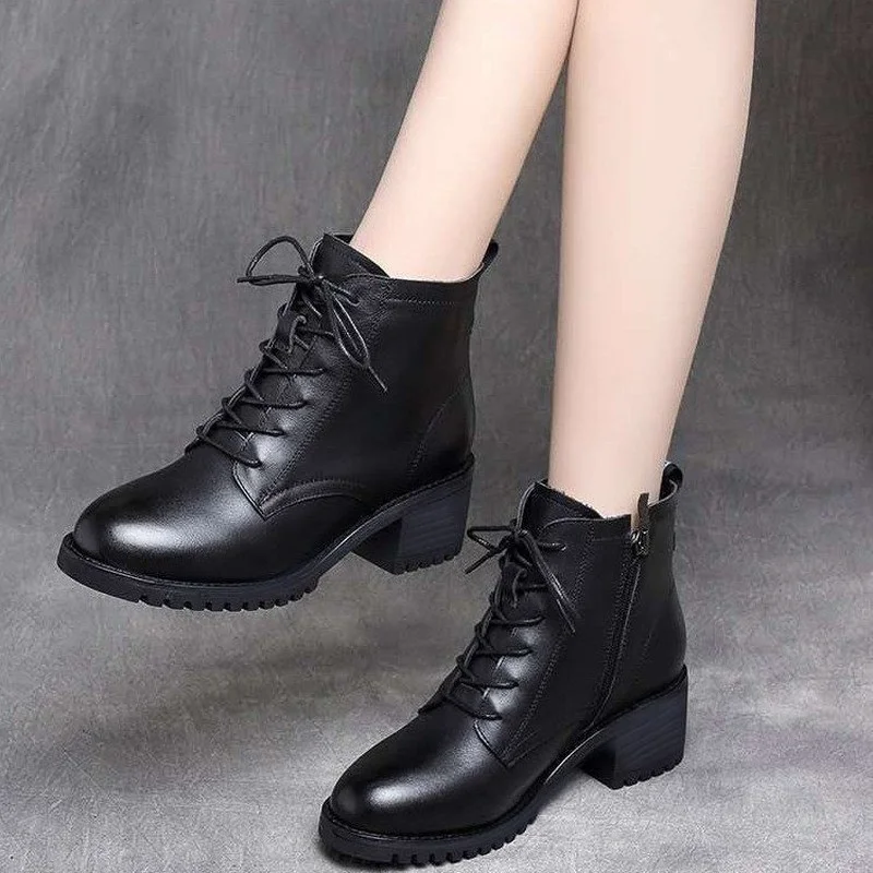 

2022 Women's Shoes Luxury Chelsea Boot Women Leather Boot Chunky Winter Shoe Platform Ankle Boots Thick Heel Brand Designer