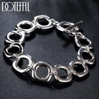doteffil 925 sterling silver four square checkered bracelet chain for man women wedding engagement party jewelry