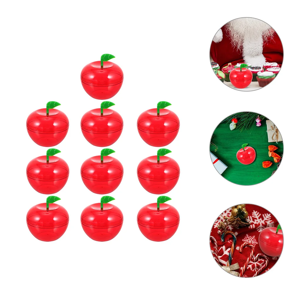

10 Pcs Christmas Apple Box Tree Apples Candy Containers Plastic Party Favors Festival Gift Case