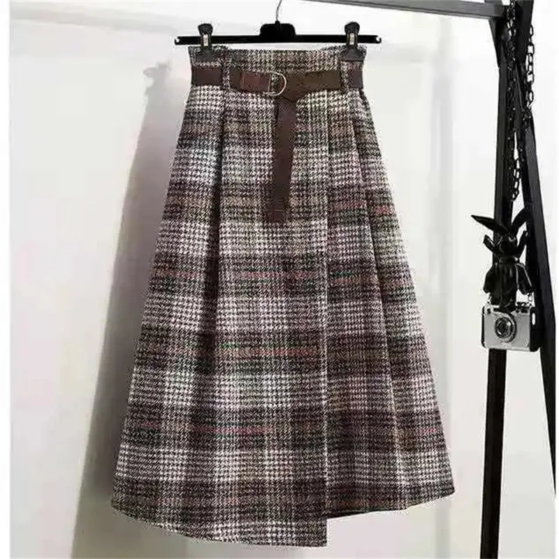 Осенняя женская шерстяная сетчатая юбка нестандартной формы новая