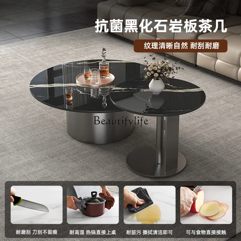 Итальянский минималистичный журнальный столик из каменной плиты круглый легкий