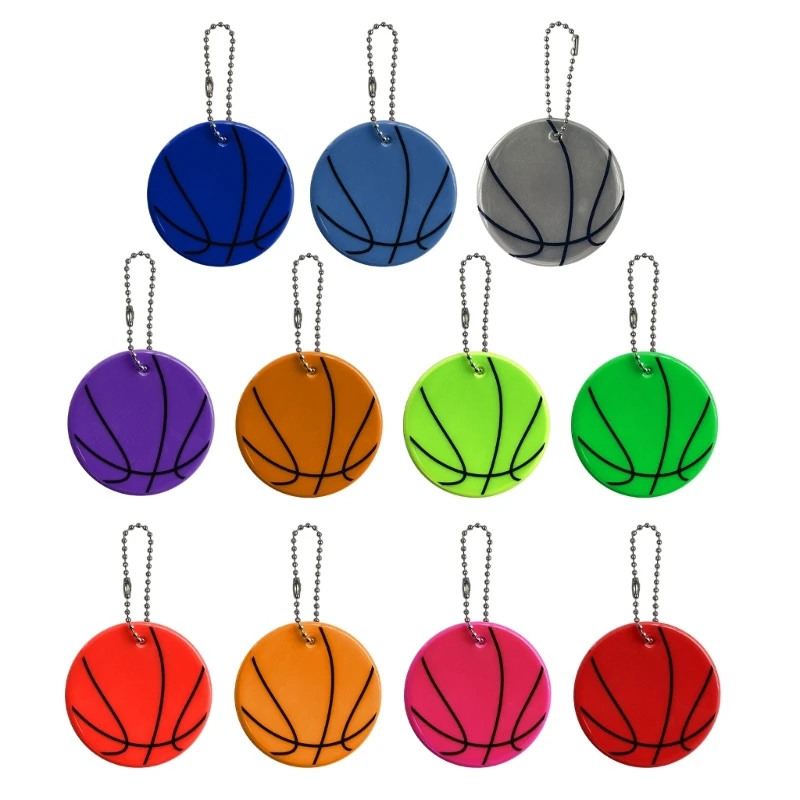 

Basketball Safety Reflector Reflective Keychain PVC Reflective Pendant 11-color Dropshipping