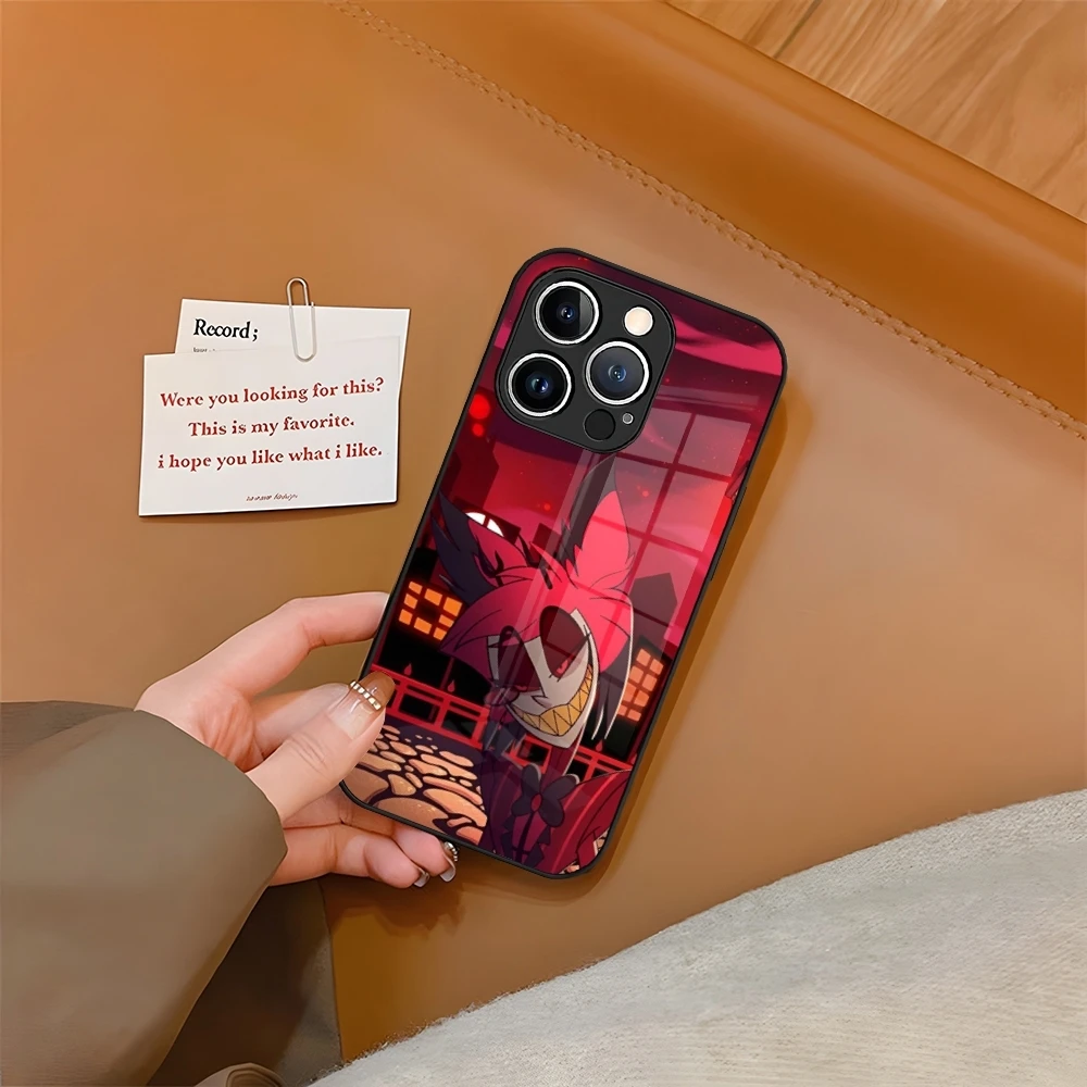 Чехол для телефона H-HazbinS Hotels из закаленного стекла iPhone 16 15 13 14 12 11 Pro XS Max Plus Mini SE2020