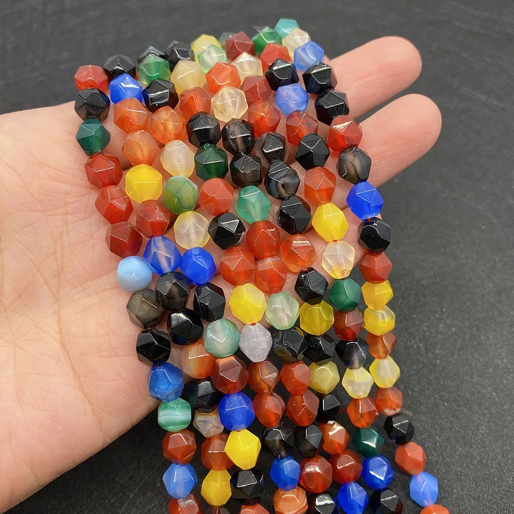 

High Quality Colored Agate Micro Faceted Crystal Round Loose Jewelry Stone Necklace Earrings DIY Jewelry Making Bead Supplies