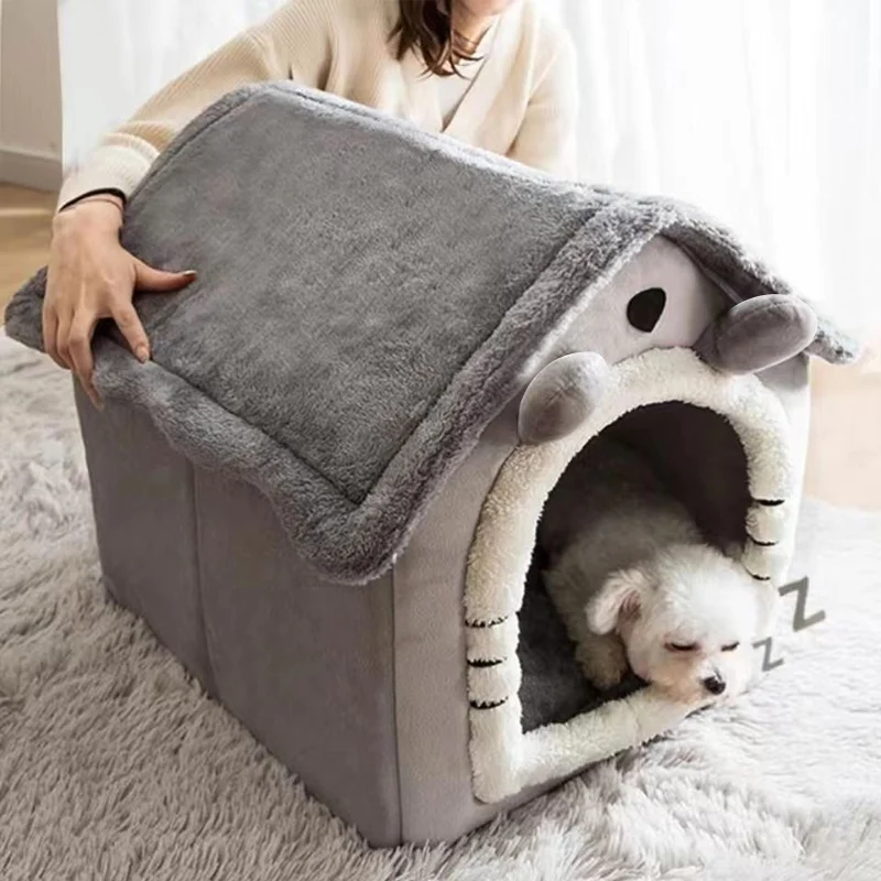 

Мягкая кошачья кровать, глубокий спальный домик, зимний домик для собак и кошек, съемная подушка, закрытая палатка для питомцев, котят, щенко...