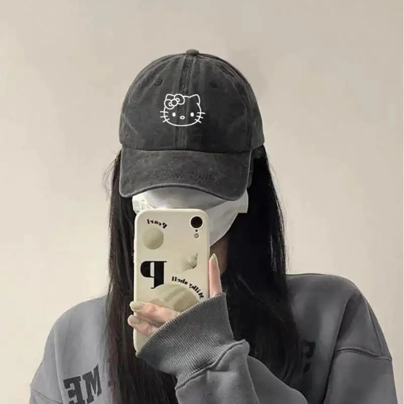 

Kawaii Sanrio Hellokittys Kuromi Бейсбольная Шляпа Аниме уличная Солнцезащитная шляпа Защита от солнца Регулируемая утка язык шляпа подарок для девушки Лето