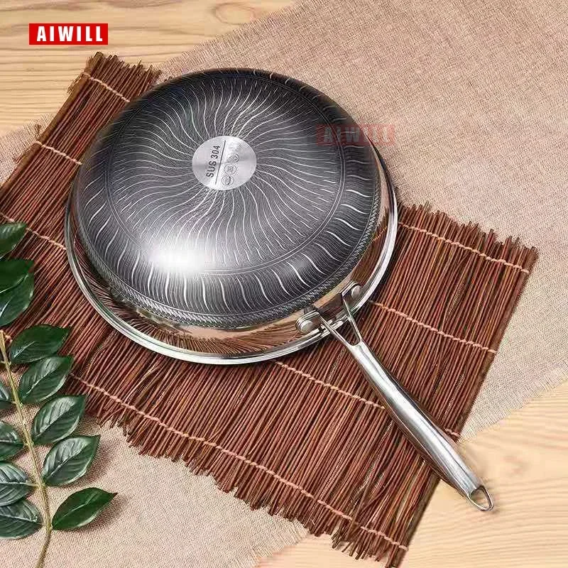 nieprzywierającego się naczynia kuchenne 32 cm/34 cm Wok 304 z powłoką niepalącą nierdzewną