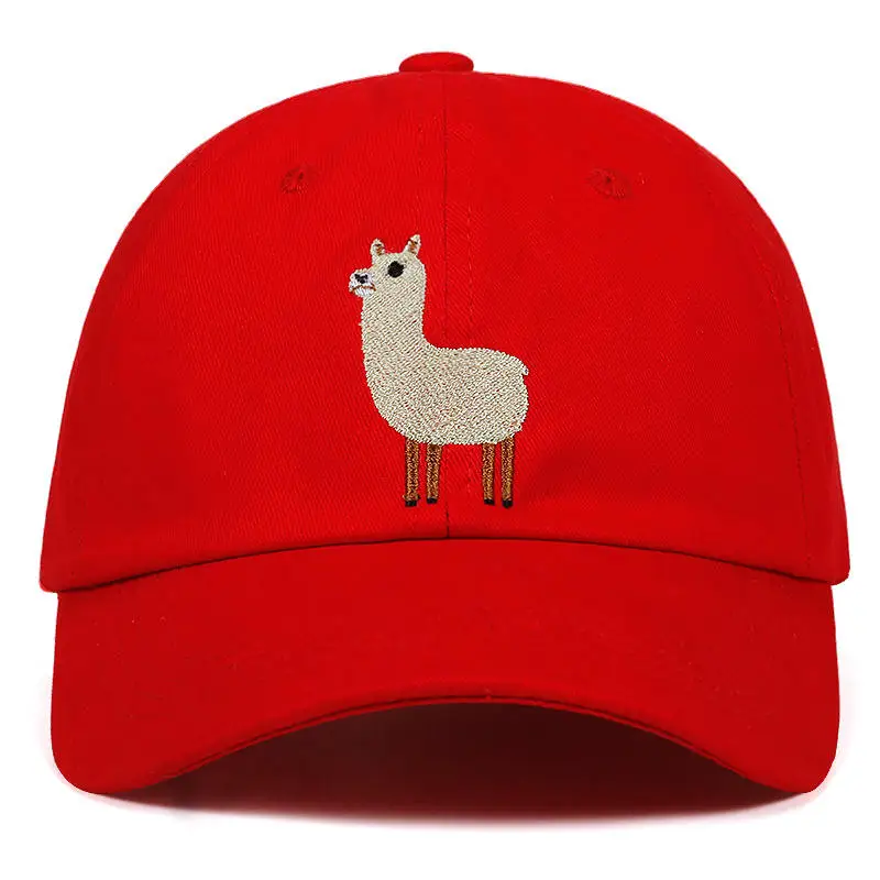 

VORON new Unisex Alpaca Embroidery Adjustable Dad Hat men women cute Black beige Alpaca Baseball Cap