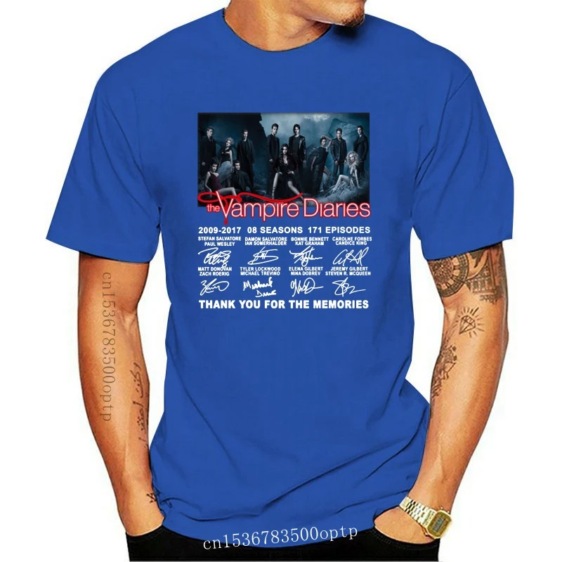 Tee  The Vampire Diaries 2009- 8 Seasons 171 Episodes Signature T-shirt Black Men Fashion Men T Shirt Free Shipping top tee
