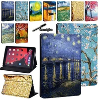 for apple ipad 5678th mini 12345 ipad 234 oil painting print series pattern pu leather tablet stand cover case