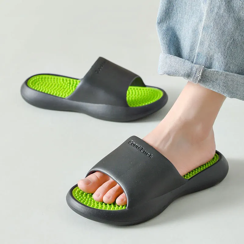Man Massage Slippers Outdoor Beach Flat Non-slip Women Slides Indoor Bathroom Couple Sandals Summer Concise Female Shoes 2022