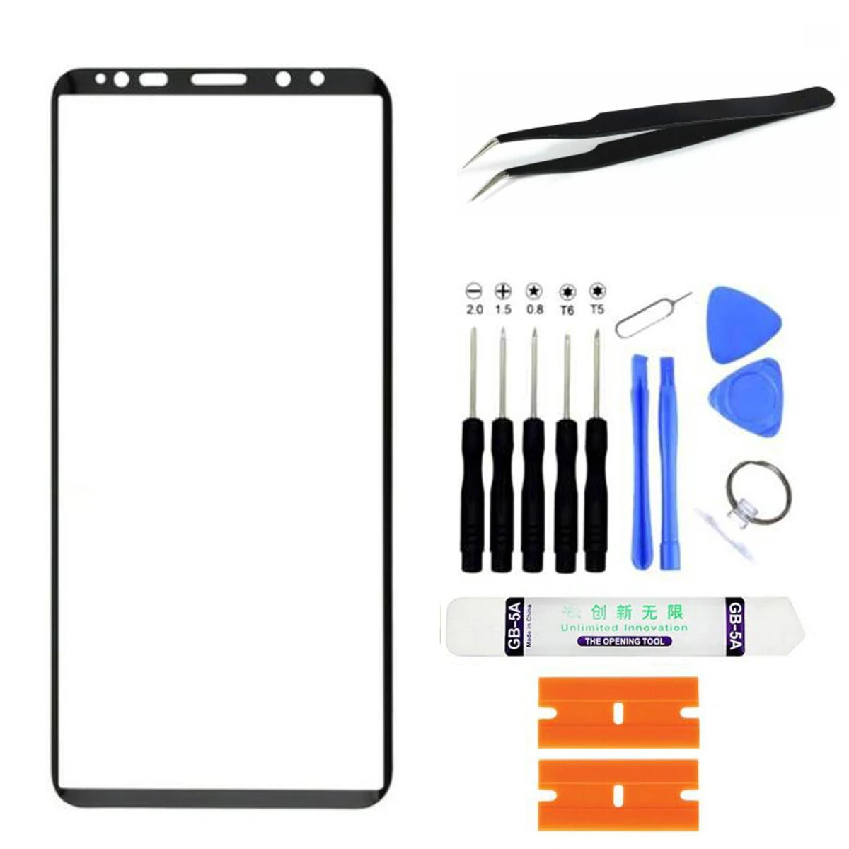LCD Screen Front Outer Glass with OCA Glue For Samsung Galaxy Note 9 Note 8 Touch Screen Panel Replacement Repair Kit Black