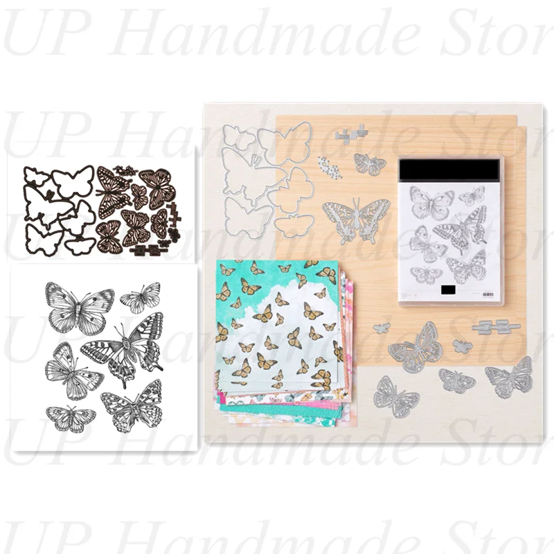 

Beautiful Butterfly Metal Cutting Dies And Transparent Stamps For Scrapbooking Handmade Stencils Crafts Templates Embossing New