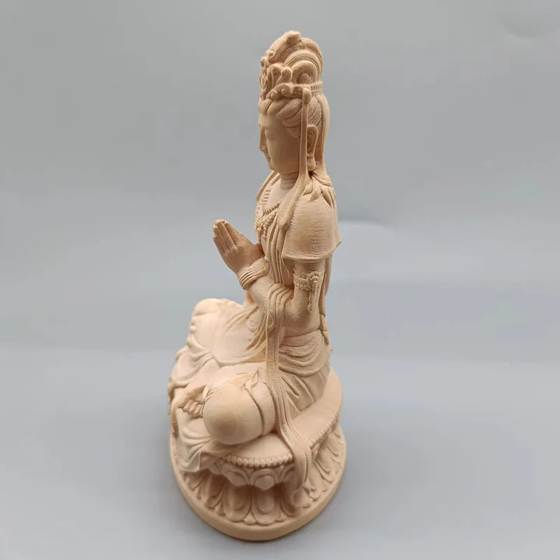 Большой лист резьба из самшита Heshi Guanyin декоративная Спецификация 110*63*48