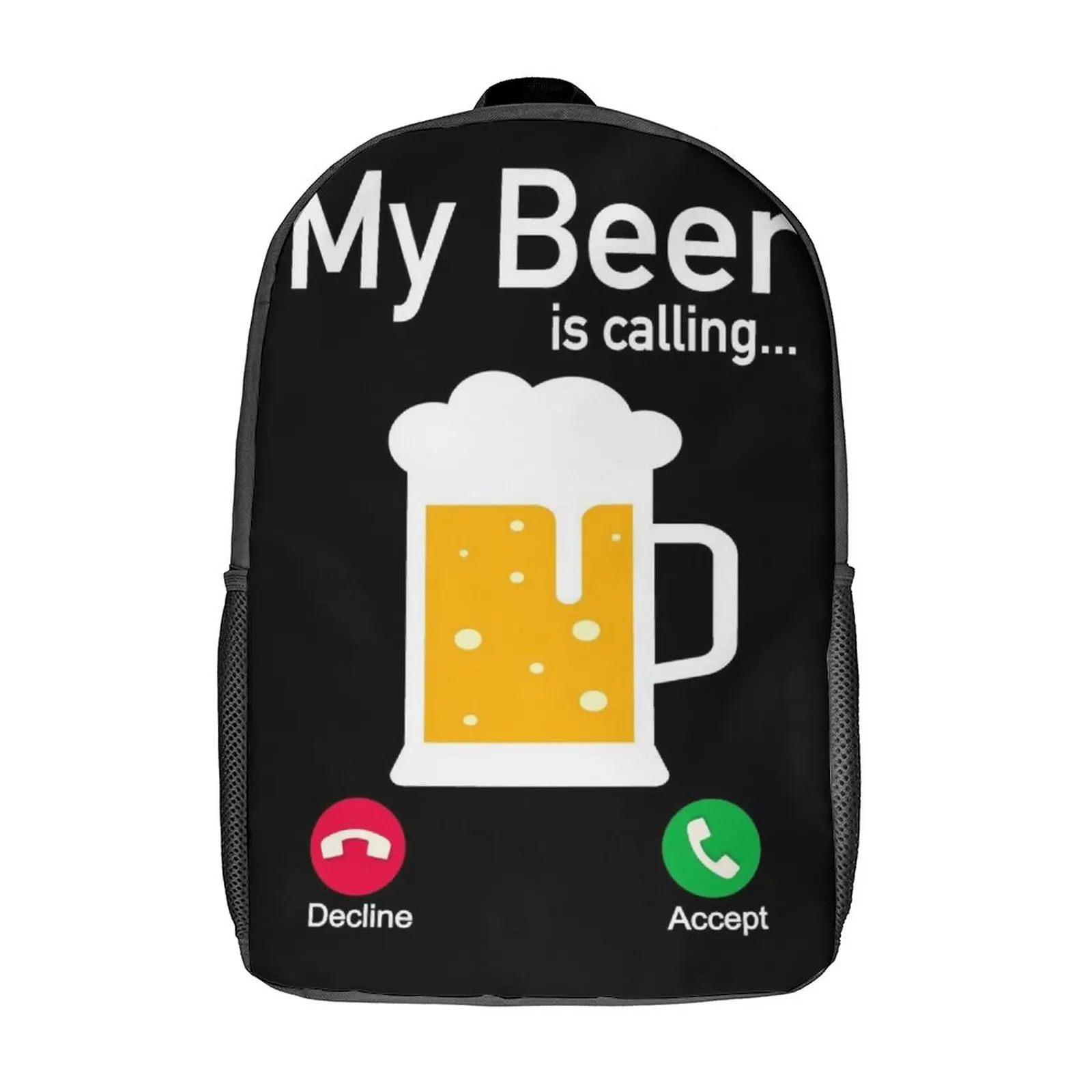 

My Beer Is Calling And I Must Go Backpack Drinking Hobby Kawaii Backpacks Boy Cycling Large School Bags Designer Rucksack
