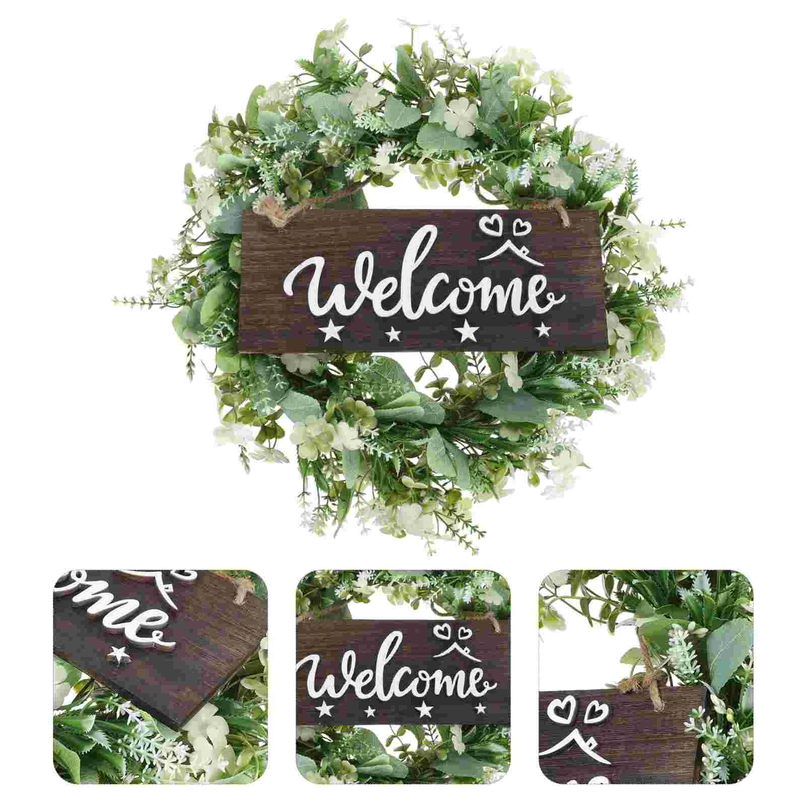 

1Pc Simulation Eucalyptus Garland Decorative Hanging Wreath Door Garland Green